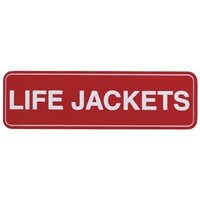 Adhesive Life Jackets Sign 100x30mm with Border