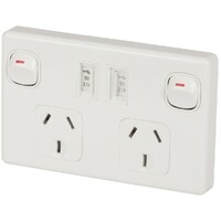 10A Double GPO Power Point with 2 Pole Switching and Dual USB Charging