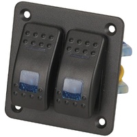 2 Way Illuminated Blue Rocker Switch Panel