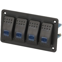 4 Way Illuminated Blue Rocker Switch Panel